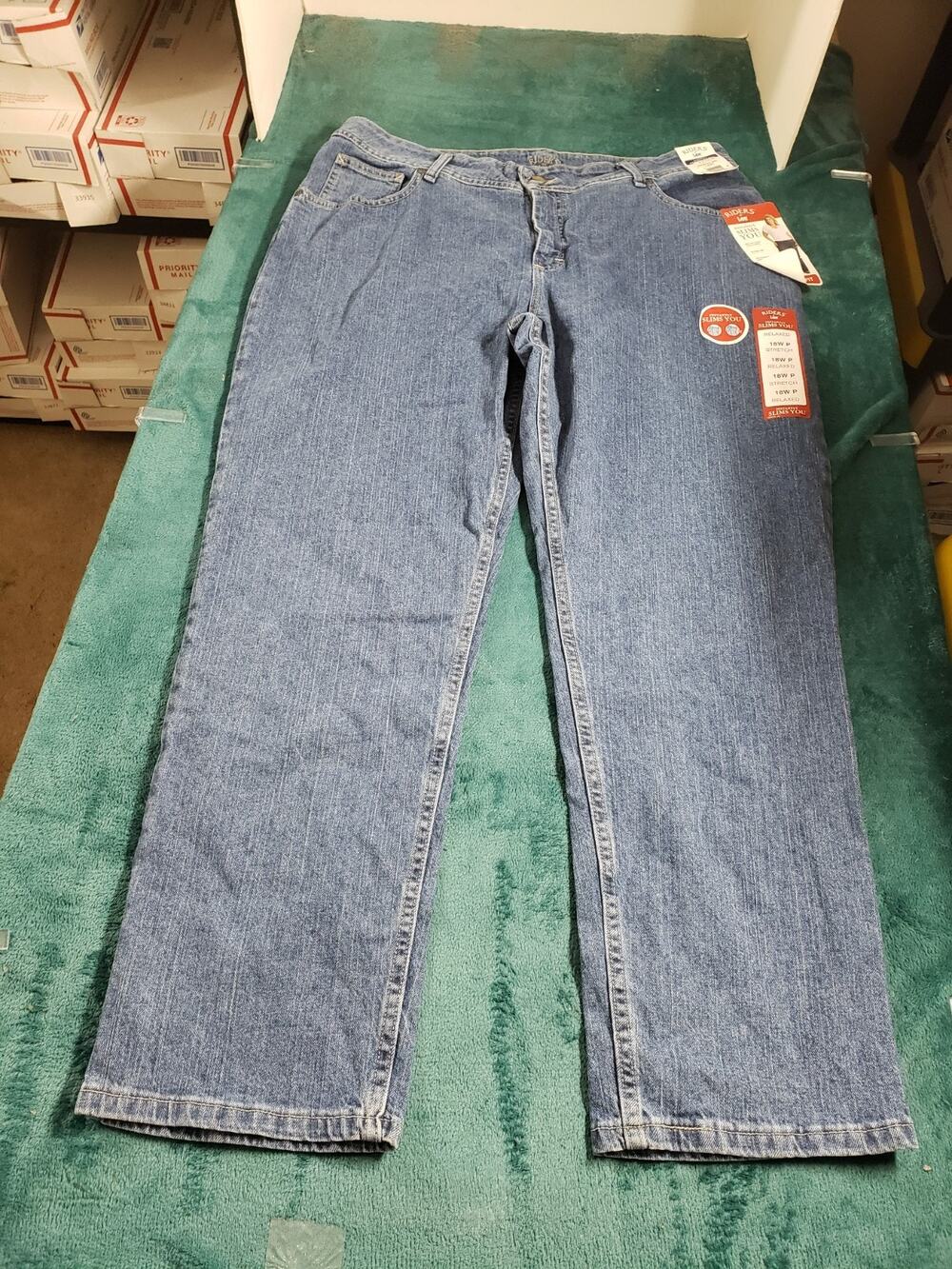 Lee Jeans Size 18 W Petite Women Blue Pant Stretch Slimming Relaxed Straight NWT